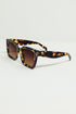 Q2 Elongated Squared Sunglasses With Dark Lenses in Tortoise Shell