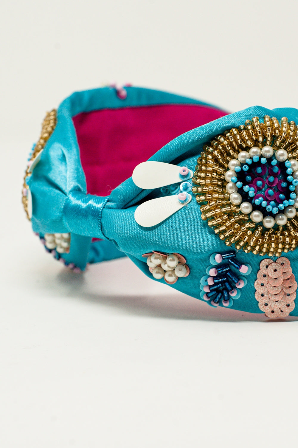 Embellished chunky headband in blue - Szua Store