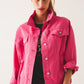 Embellished fringe denim jacket in fuchsia - Szua Store