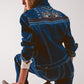 Embroided back denim jacket in dark blue Szua Store