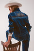 Embroided back denim jacket in dark blue Szua Store