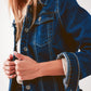 Embroided back denim jacket in dark blue Szua Store