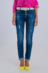 Exposed button ripped boyfriend jean in dark blue Szua Store