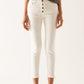 Q2 Exposed buttons skinny jeans in cream