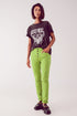 Exposed buttons skinny jeans in green Szua Store