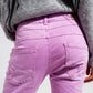 Exposed buttons skinny jeans in pink Szua Store
