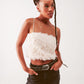 Faux feather crop cami in cream Szua Store