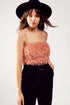 Faux feather crop cami in pink Szua Store