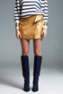 Q2 faux leather mini skirt with bow on the side in gold