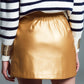 Faux leather mini skirt with bow on the side in gold