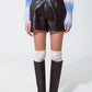 Q2 Faux Leather Short Shorts With Waist Detail