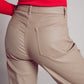 Faux leather wide leg trouser in beige Szua Store