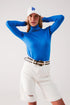 Fine knit high neck jumper in blue Szua Store