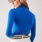 Fine knit high neck jumper in blue Szua Store