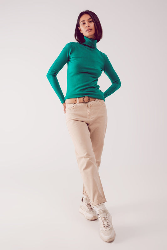 Fine knit high neck jumper in green Szua Store