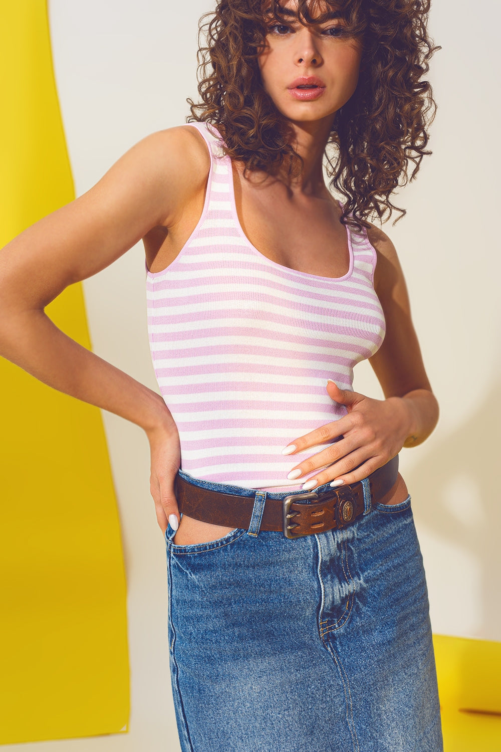 Fine Knitted Top in Pink and White Stripes - Szua Store