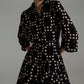 Q2 Fit and Frill Polka Dot Dress With Voluminous Sleeves in Black