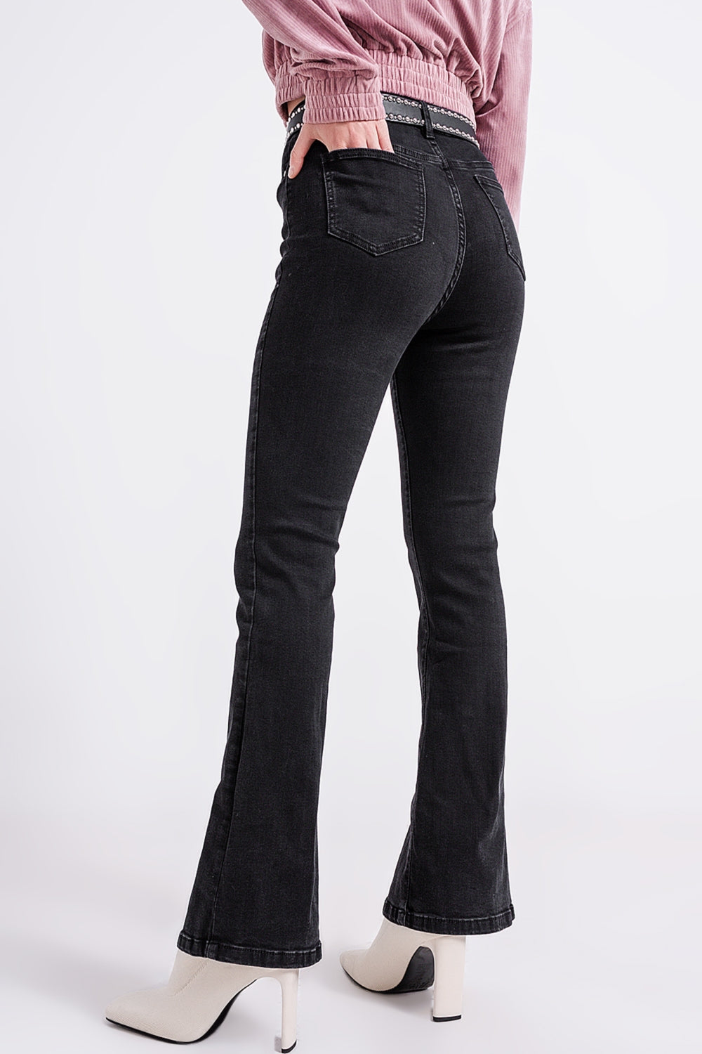 Flare black jeans with split hem Szua Store