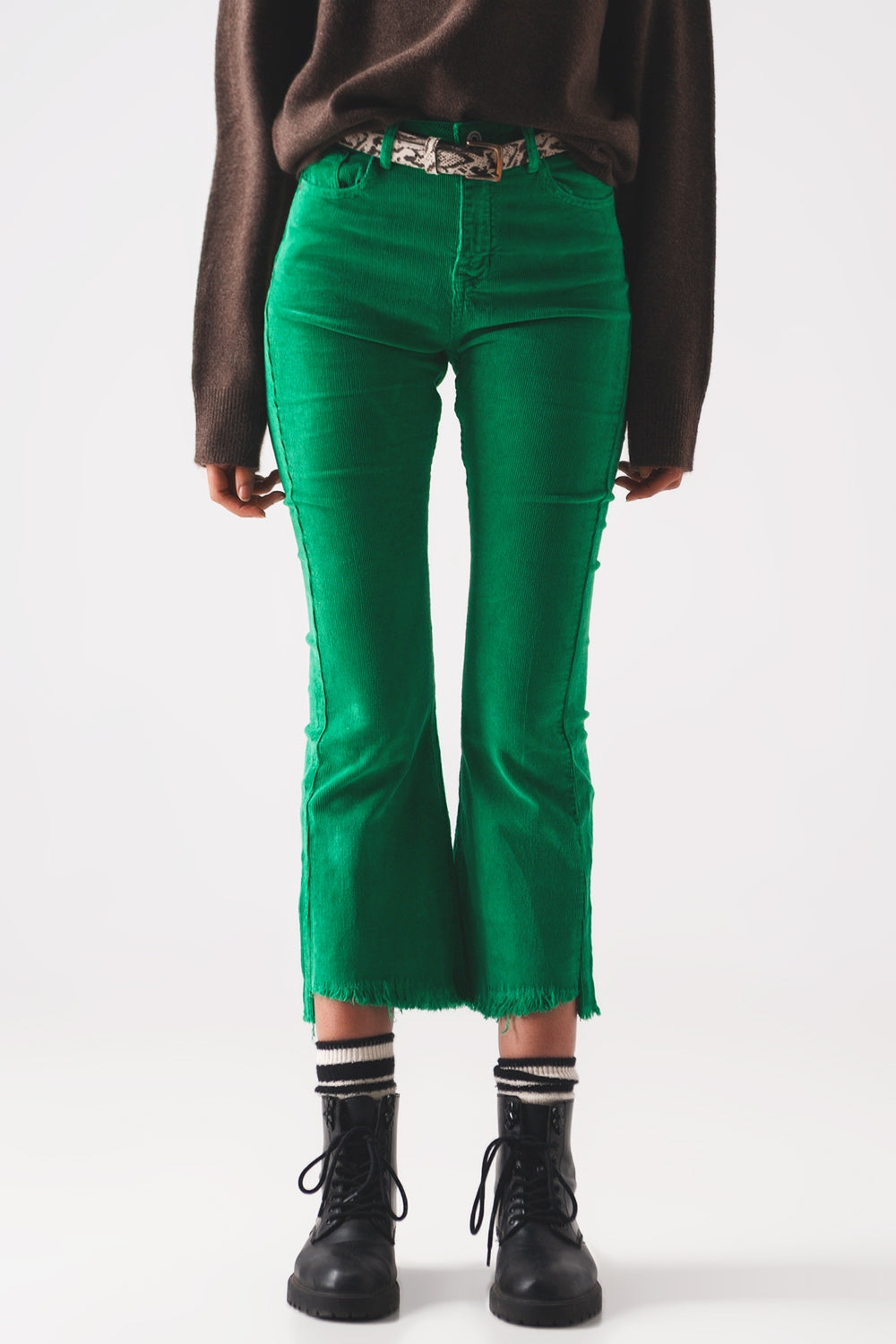 Flare corduroy pants in bold green Szua Store