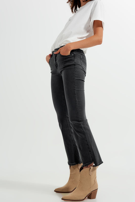 Flare jeans in dark grey with asymmetric detail Szua Store