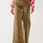 Q2 Flare Jeans in Khaki