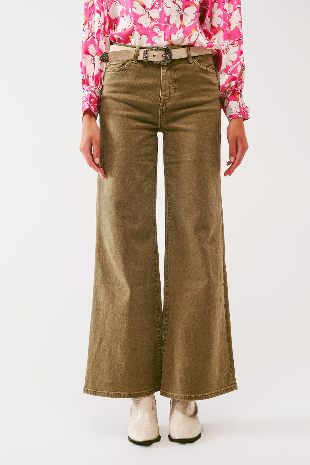 Flare Jeans in Khaki - Szua Store