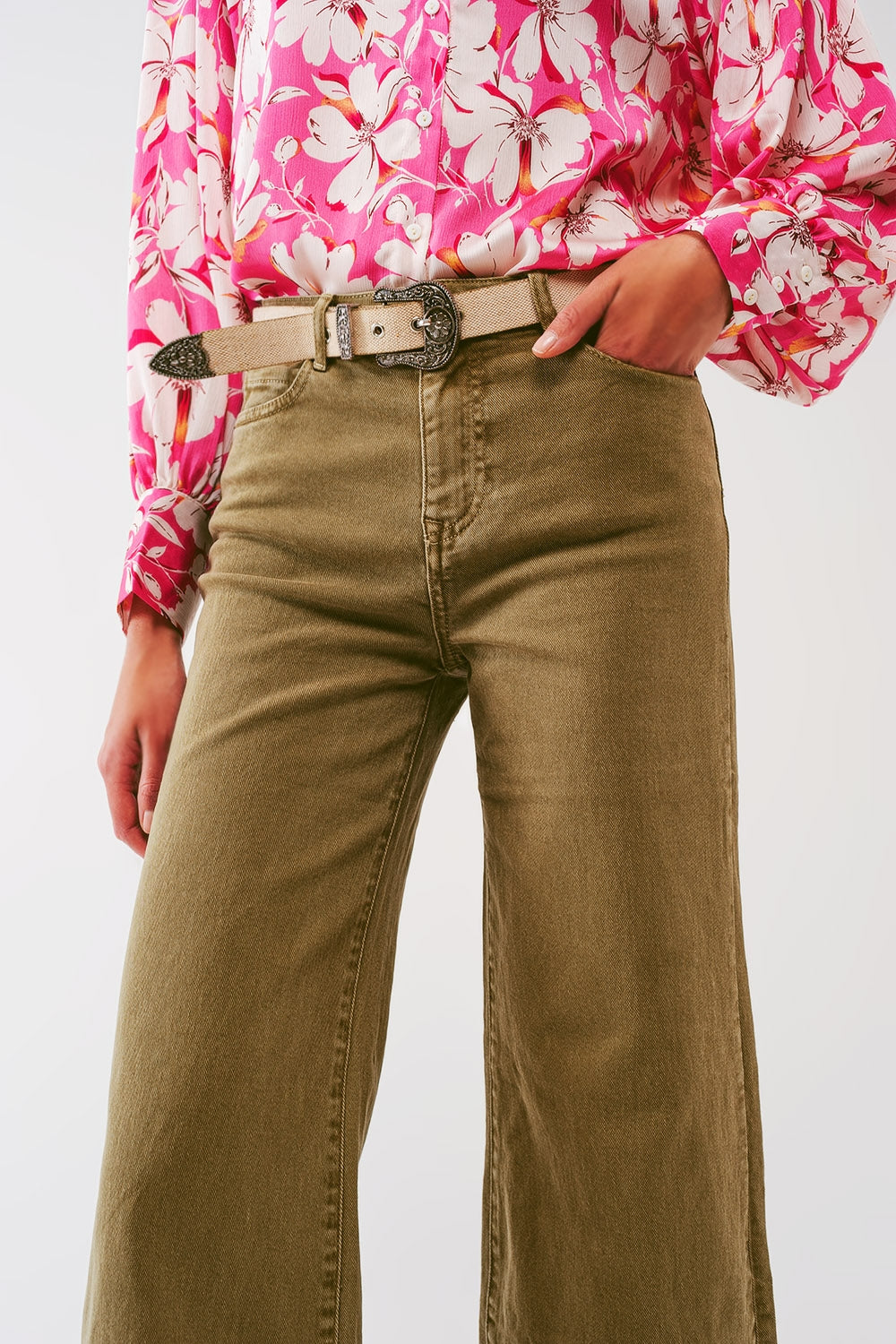 Flare Jeans in Khaki - Szua Store