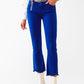 Flare jeans with raw hem edge in blue - Szua Store