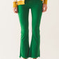 Flare jeans with raw hem edge in bright green - Szua Store