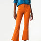 Q2 Flare jeans with raw hem edge in orange