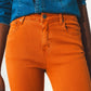 Flare jeans with raw hem edge in orange - Szua Store