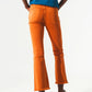 Flare jeans with raw hem edge in orange - Szua Store