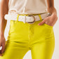 Flare jeans with raw hem edge in yellow - Szua Store