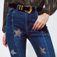Jeans Acampanados con Detalle de Estrellas Brillantes en Azul