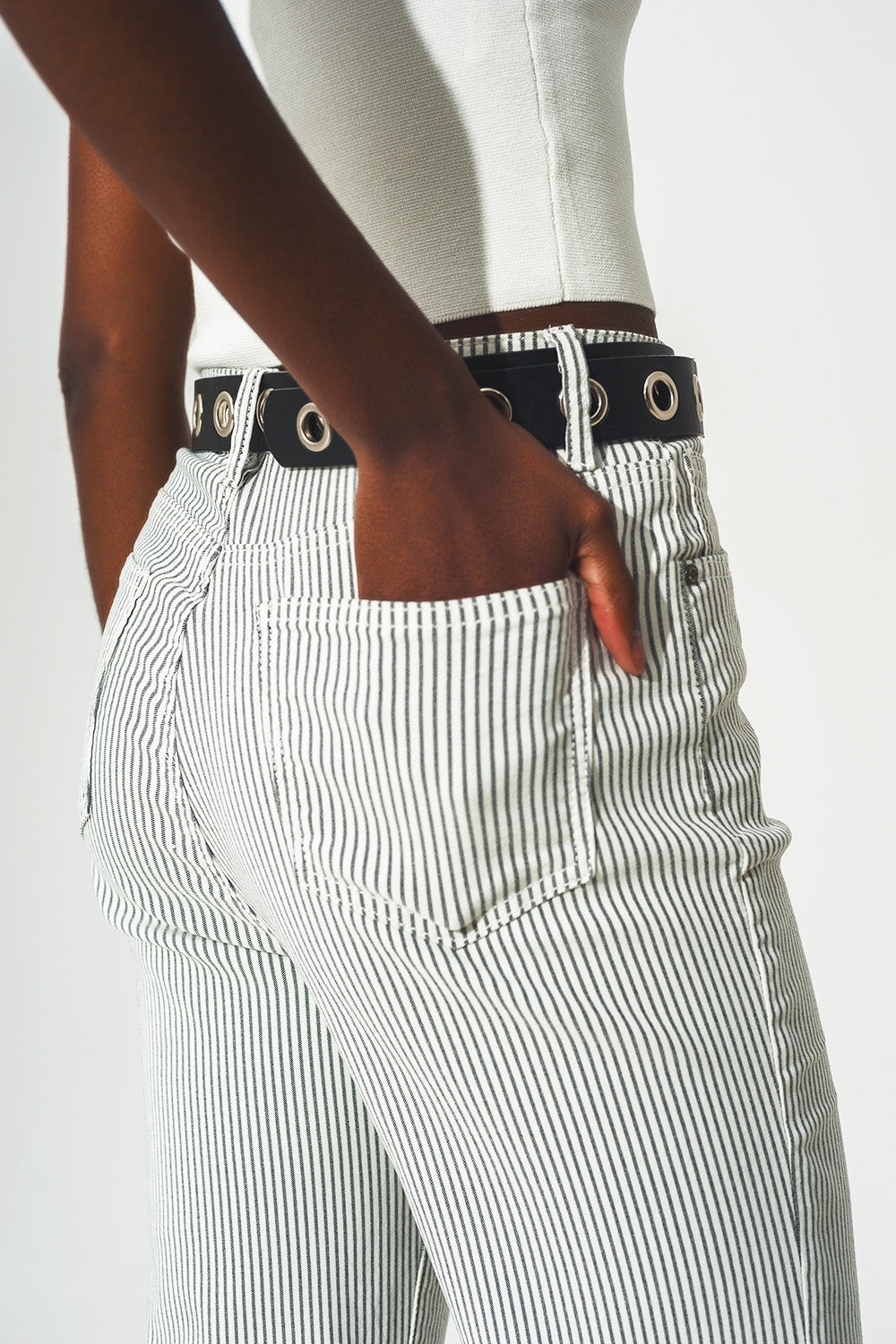 Flared stripe pants in grey - Szua Store