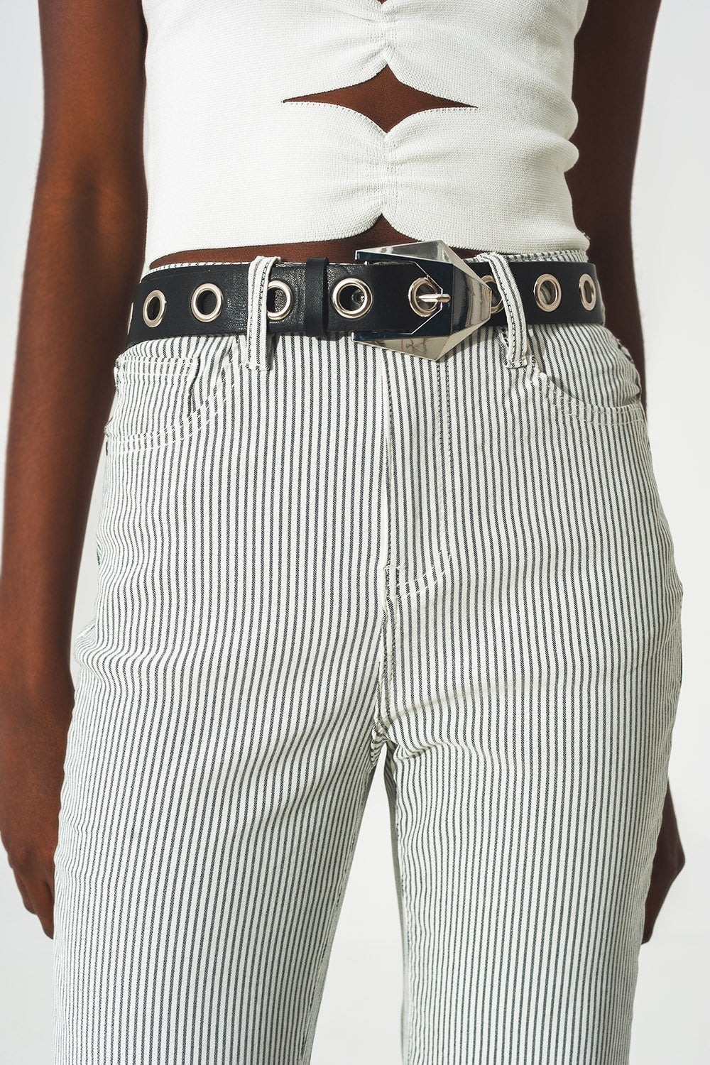 Flared stripe pants in grey - Szua Store