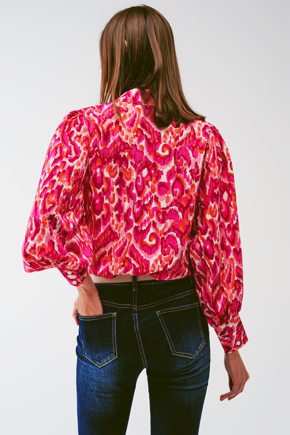 Floral Print Blouse with Volume Sleeves in Pink - Szua Store