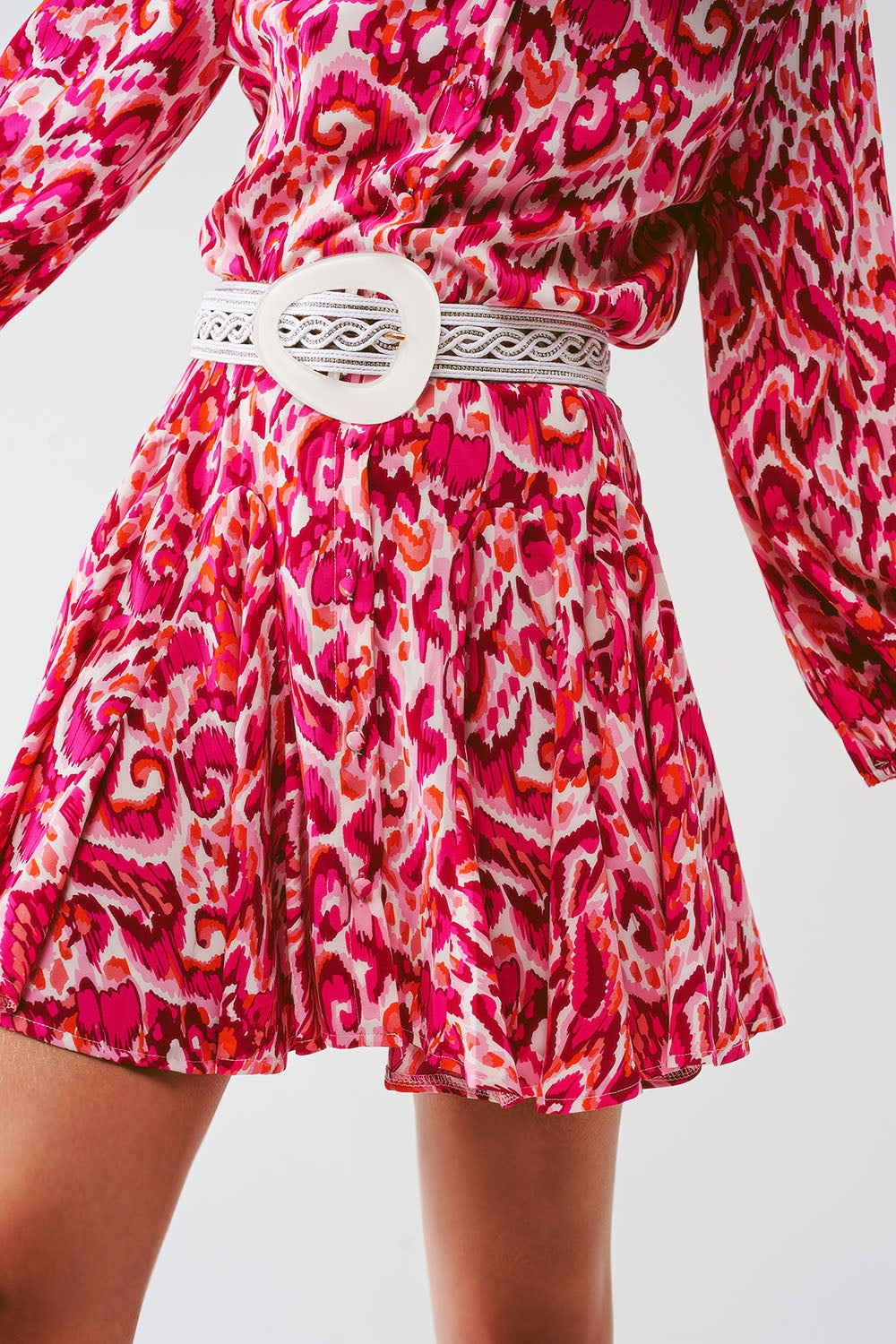 Floral Print Mini Pleated Dress in Pink - Szua Store