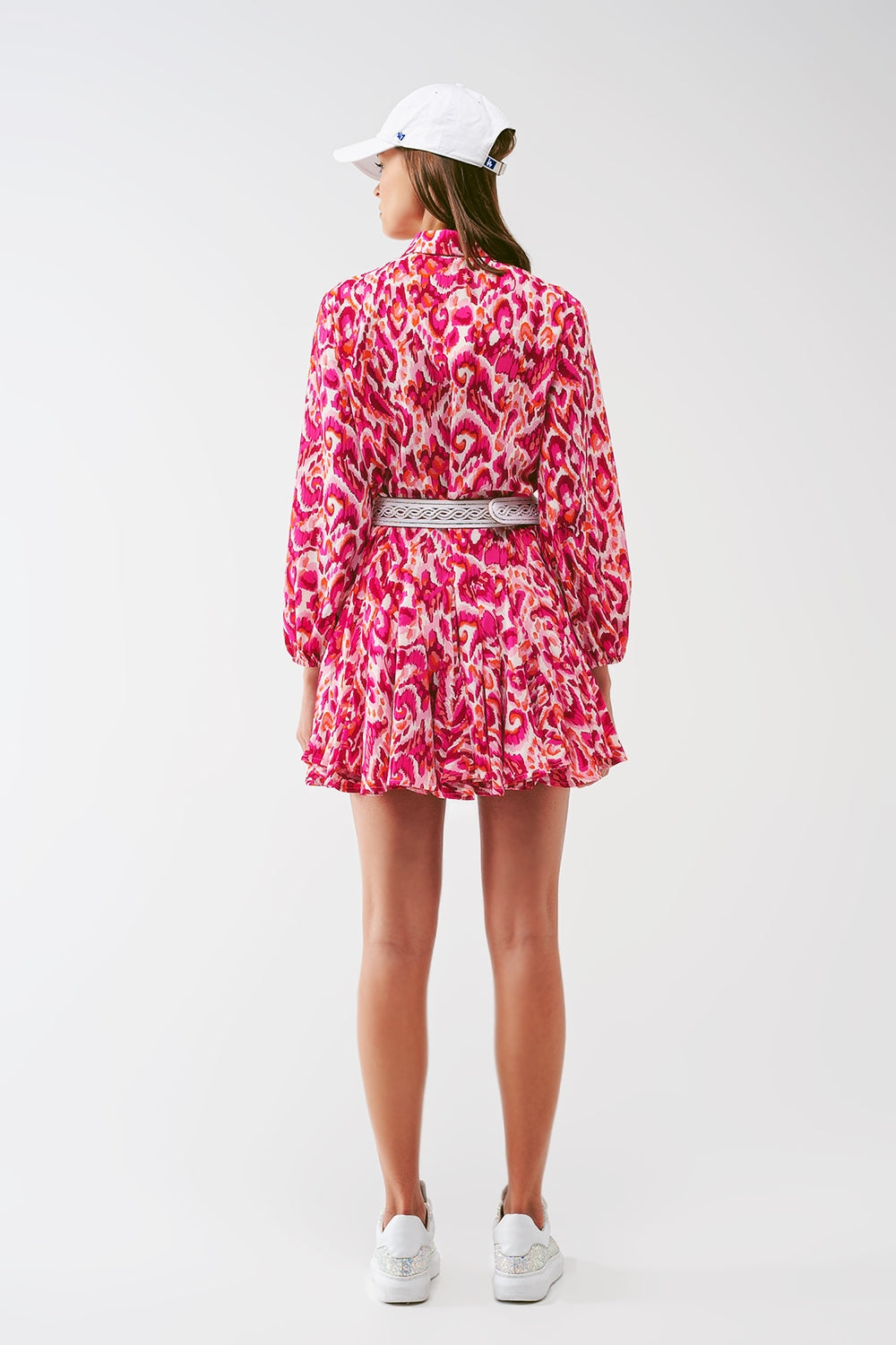 Floral Print Mini Pleated Dress in Pink - Szua Store