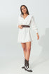 Q2 Floral Ruffle Mini Dress in White