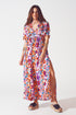 Q2 Floral V Neck Maxi Dress in White