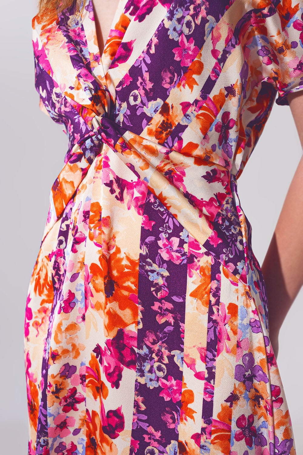 Flower Print Front Knot Maxi Dress in Multicolour - Szua Store