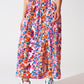 Flower Print Pleated Midi Skirt - Szua Store