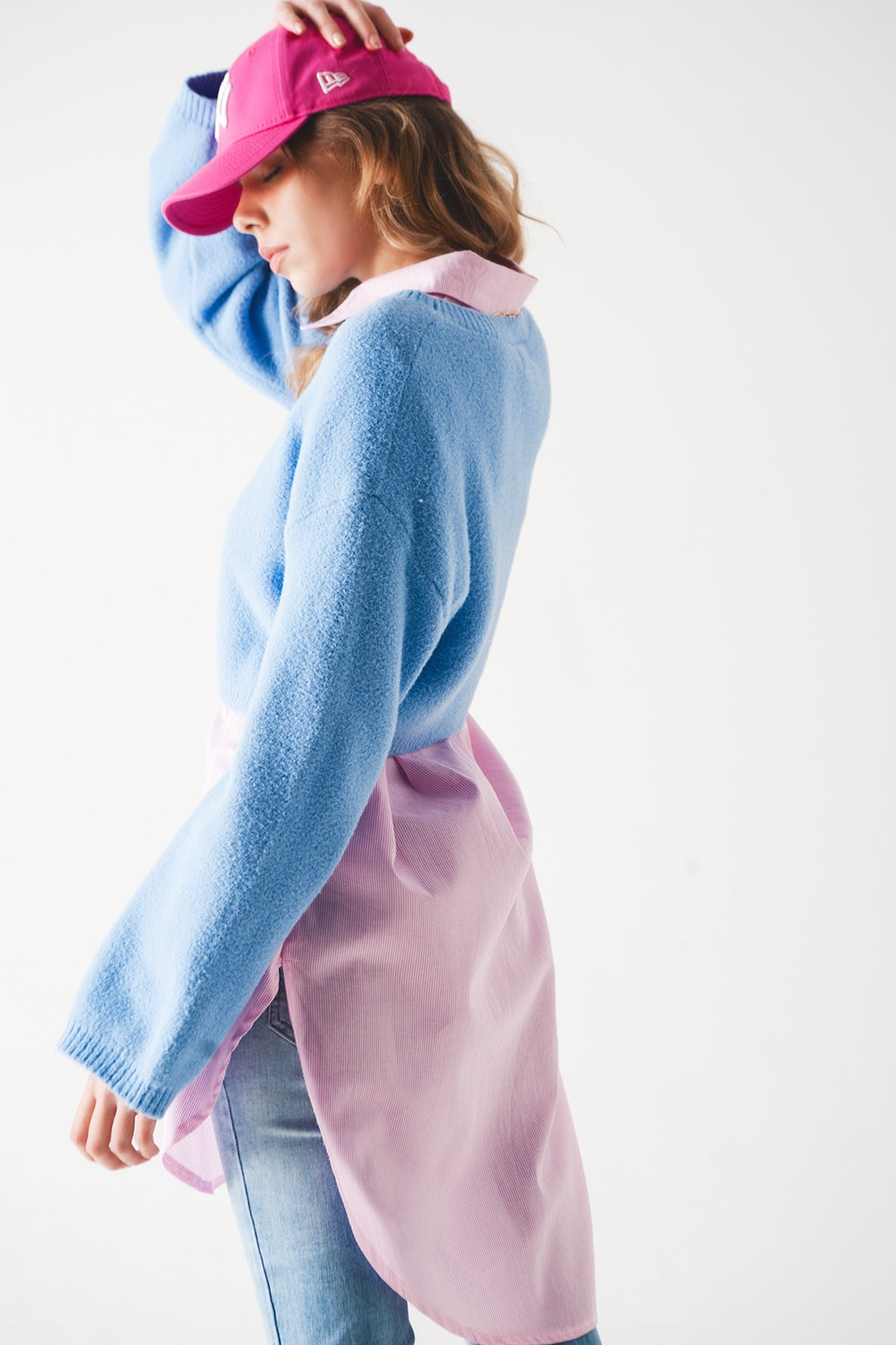 Fluffy cropped jumper in blue Szua Store