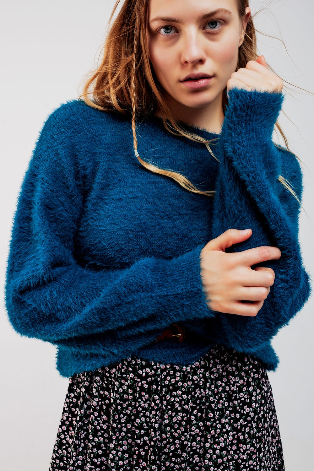 Fluffy knit jumper in blue Szua Store
