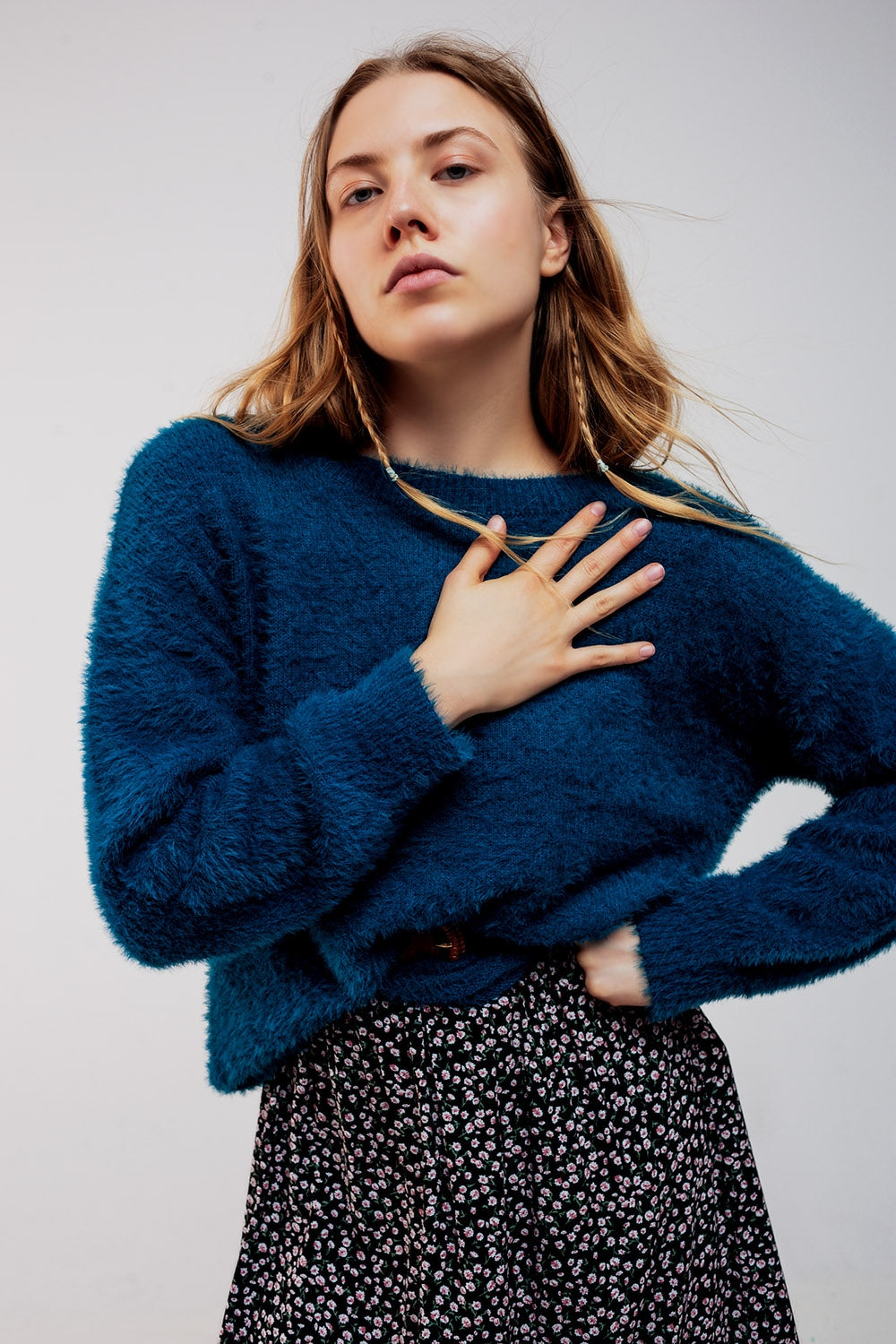 Fluffy knit jumper in blue Szua Store