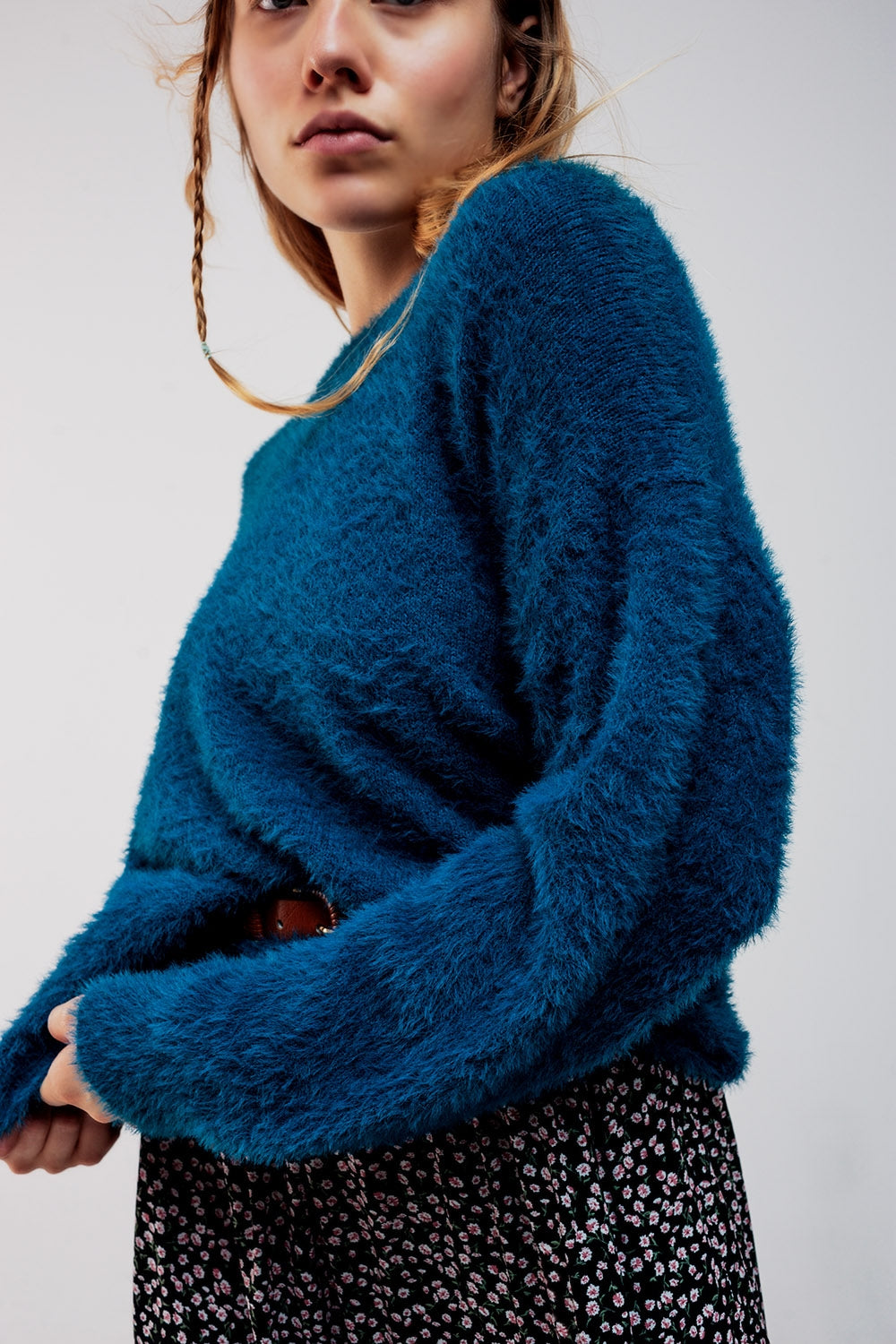 Fluffy knit jumper in blue Szua Store