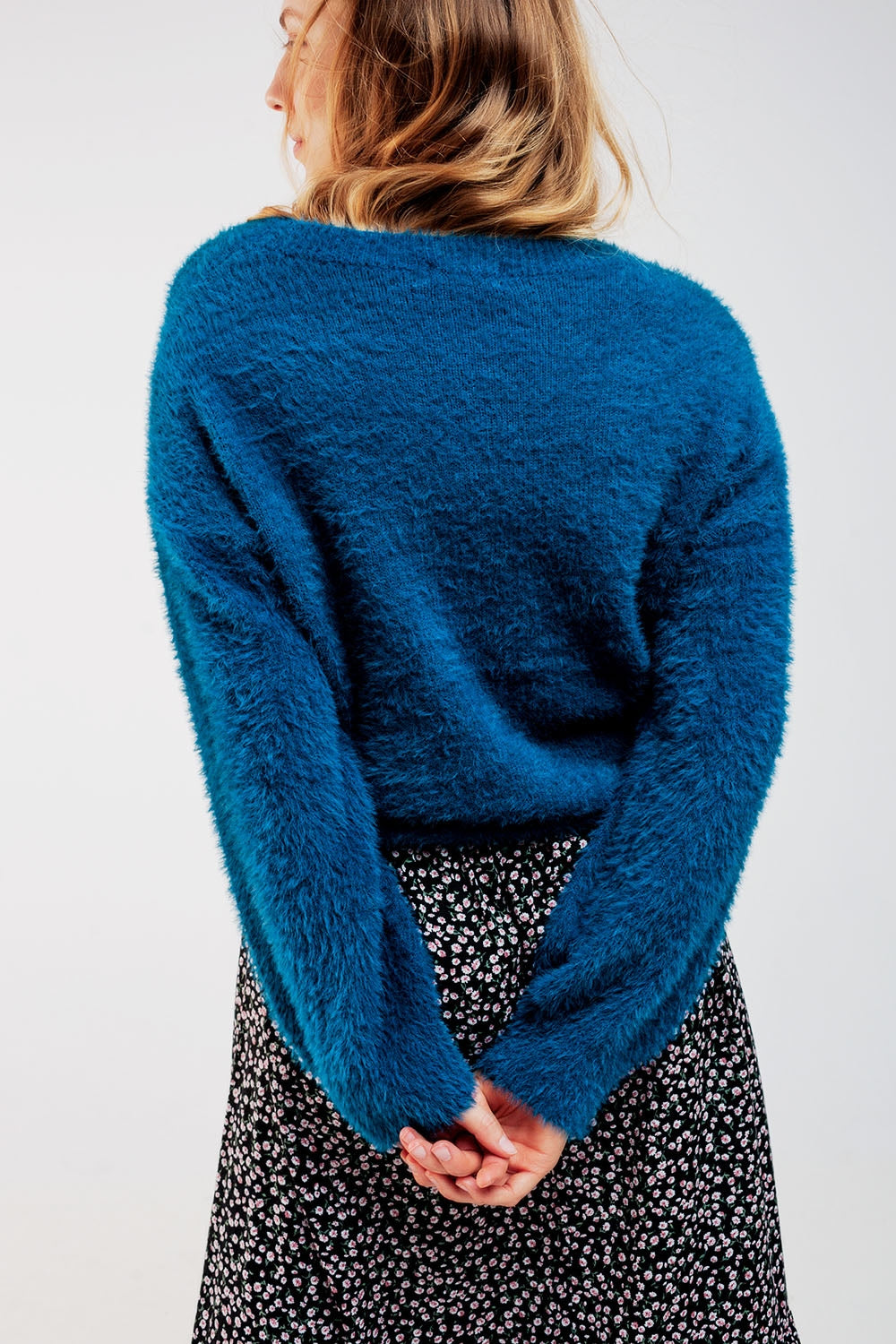 Fluffy knit jumper in blue Szua Store