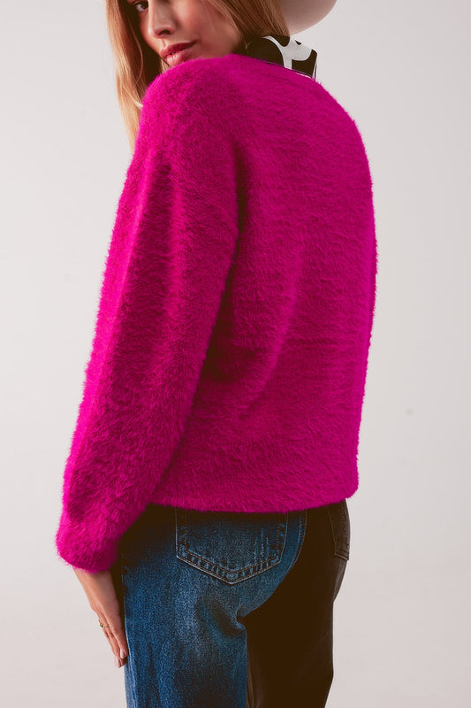 Fluffy knit jumper in fuchsia Szua Store