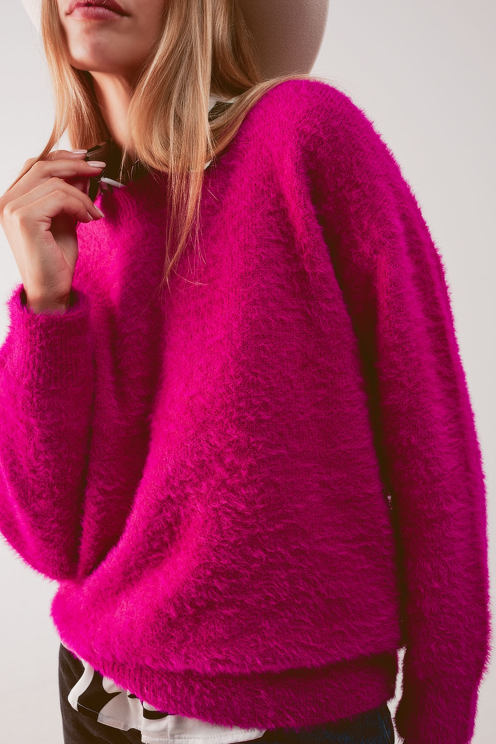 Fluffy knit jumper in fuchsia Szua Store